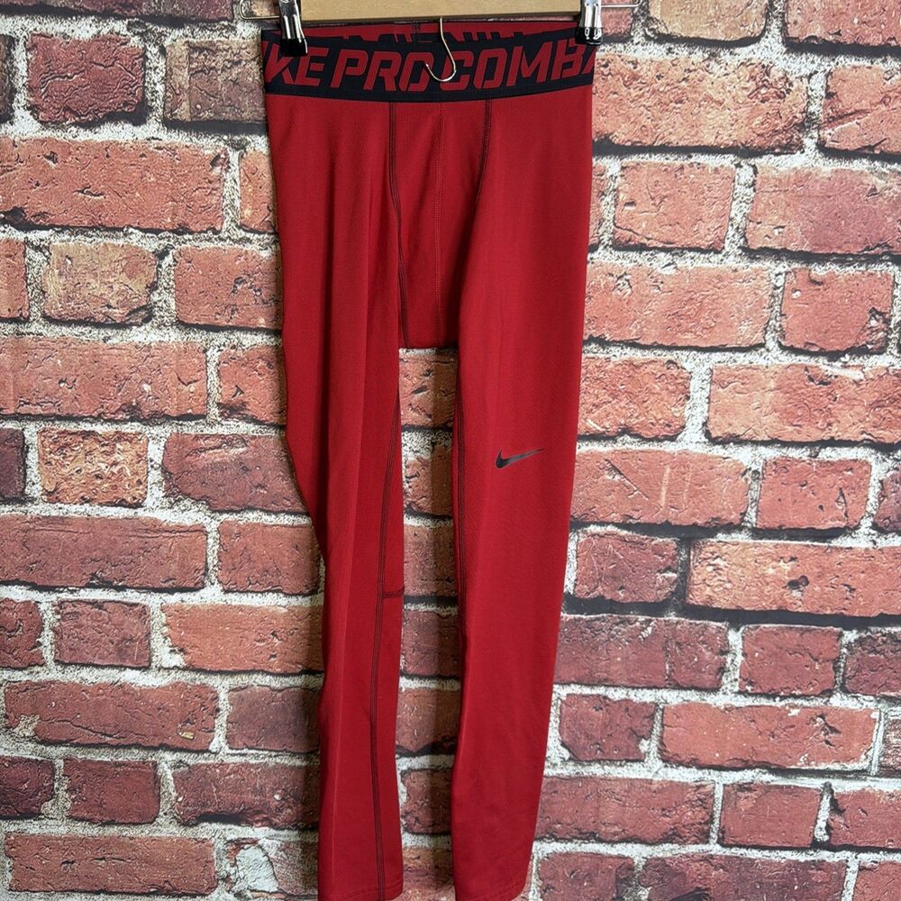 Nike Pro Combat Pants Mens Small Red Compression Leggings Running 547804